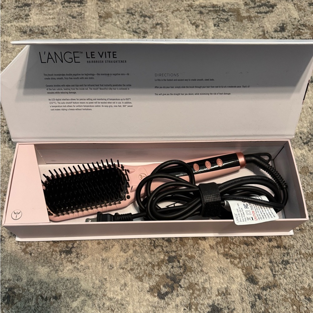 Lange Le Vite Hairbrush Straightener - Pink and Black